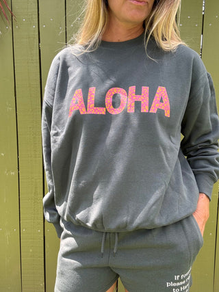 Salty Shells Pink ALOHA sweatshirt - The Salty BabeFleece Tops