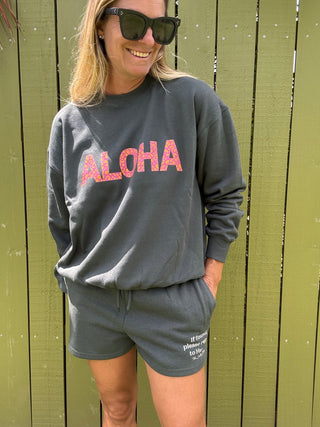 Salty Shells Pink ALOHA sweatshirt - The Salty BabeFleece Tops
