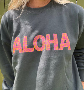 Salty Shells Pink ALOHA sweatshirt - The Salty BabeFleece Tops