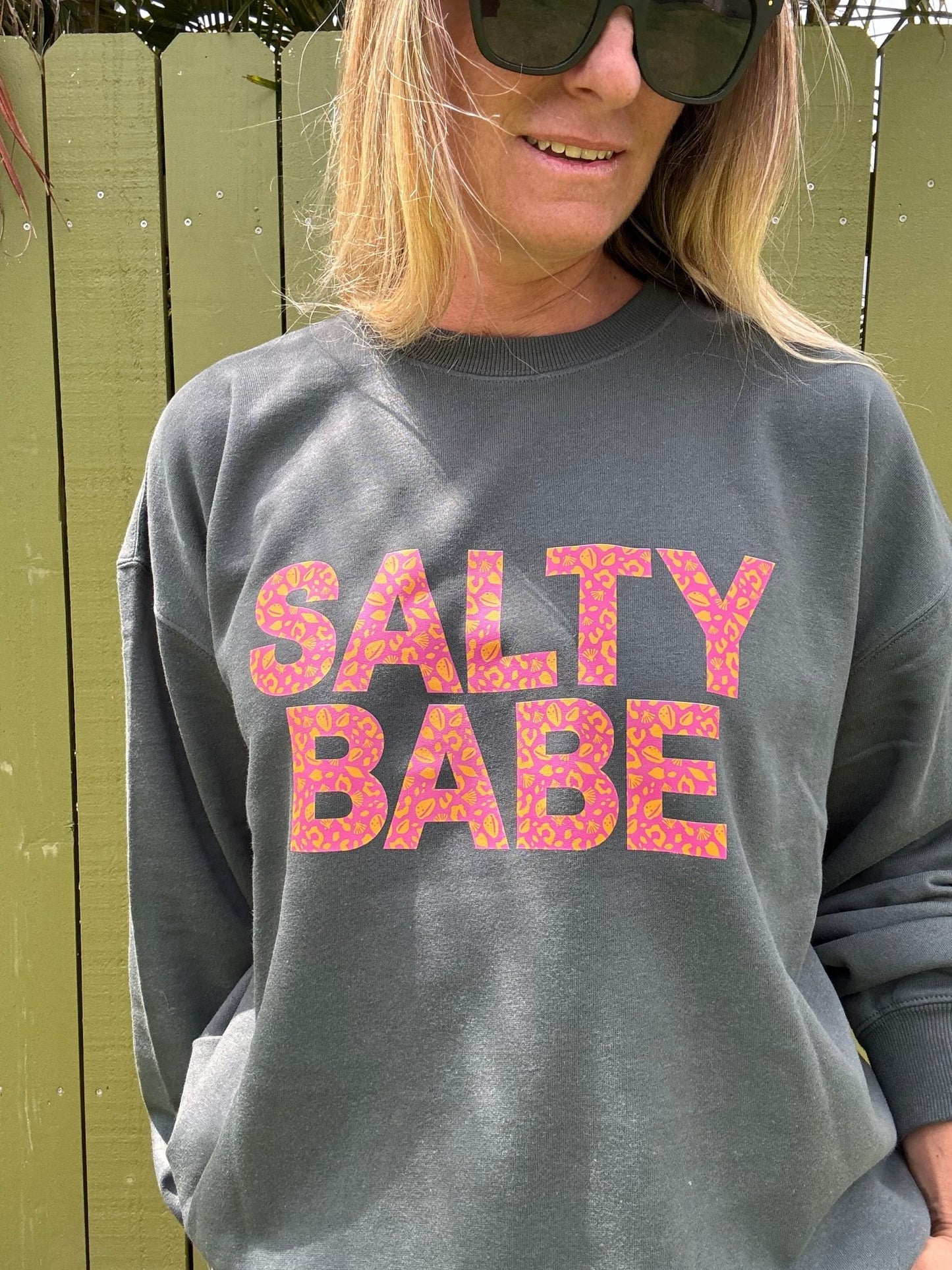 Salty Shells Pink SALTY BABE sweatshirt - The Salty BabeFleece Tops