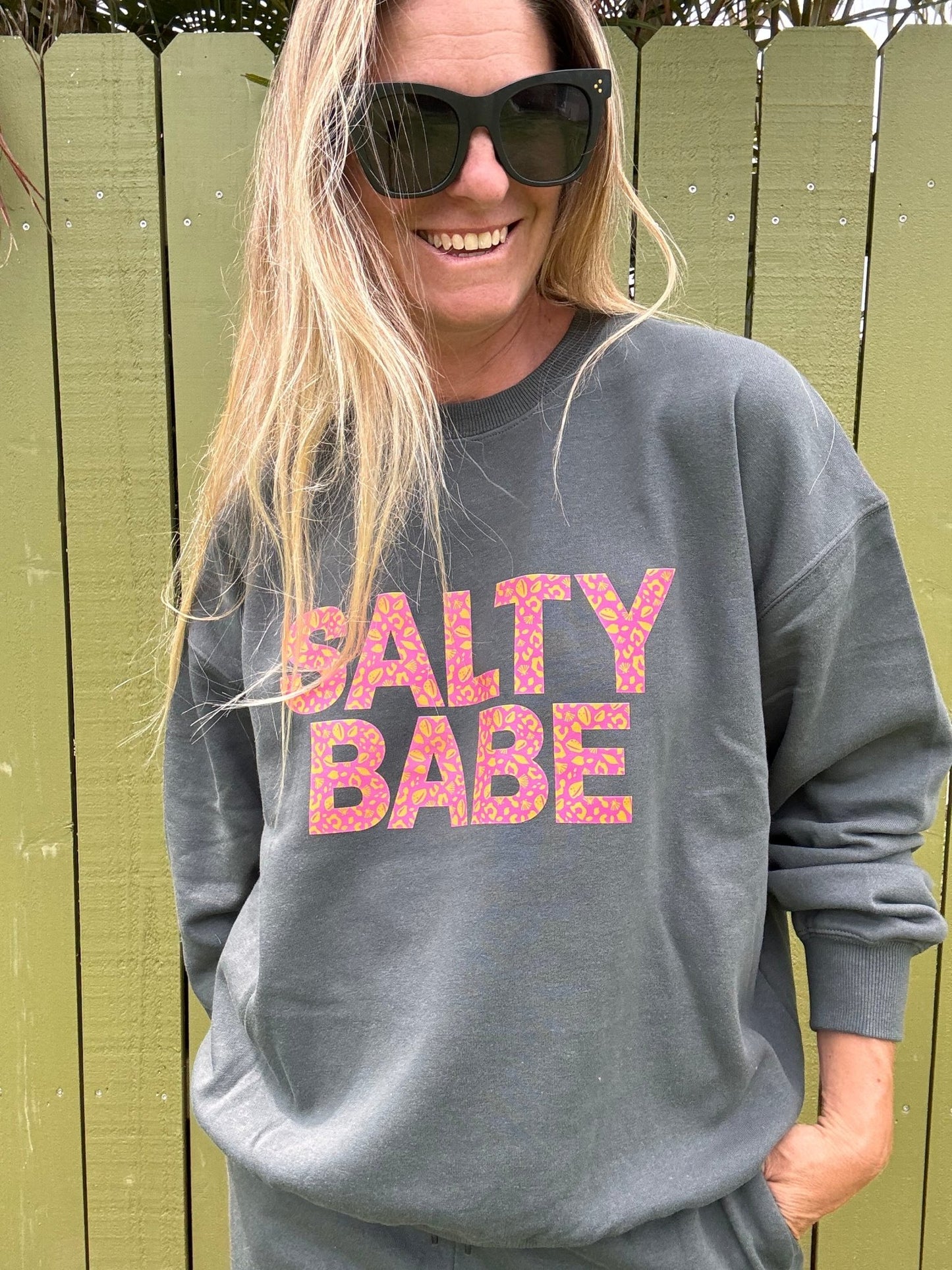 Salty Shells Pink SALTY BABE sweatshirt - The Salty BabeFleece Tops