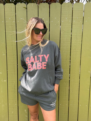 Salty Shells Pink SALTY BABE sweatshirt - The Salty BabeFleece Tops
