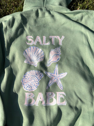 Salty Shells Zip Hooded Sweatshirt - The Salty BabeFleece Tops