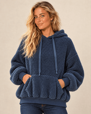 Salty Sherpa Pullover Hoodie - Midnight Blue | The Salty Babe