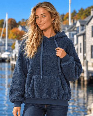 Salty Sherpa Pullover Hoodie - Midnight Blue | The Salty Babe