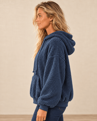 Salty Sherpa Pullover Hoodie - Midnight Blue | The Salty Babe