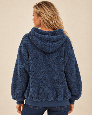Salty Sherpa Pullover Hoodie - Midnight Blue | The Salty Babe