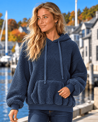 Salty Sherpa Pullover Hoodie - Midnight Blue | The Salty Babe