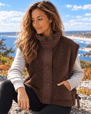 Salty Sherpa Vest - Brown | The Salty Babe