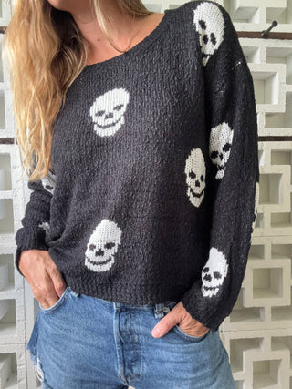Salty Skull Knit Sweater - Black/Ivory | The Salty Babe