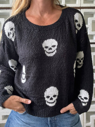 Salty Skull Knit Sweater - Black/Ivory | The Salty Babe