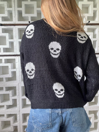 Salty Skull Knit Sweater - Black/Ivory | The Salty Babe
