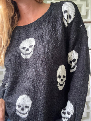Salty Skull Knit Sweater - Black/Ivory | The Salty Babe