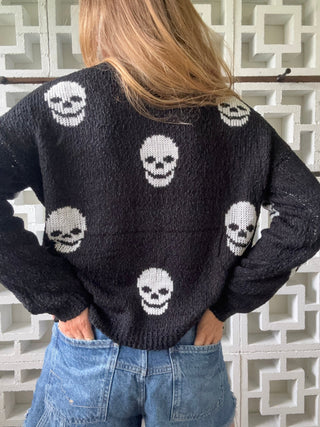 Salty Skull Knit Sweater - Black/Ivory | The Salty Babe