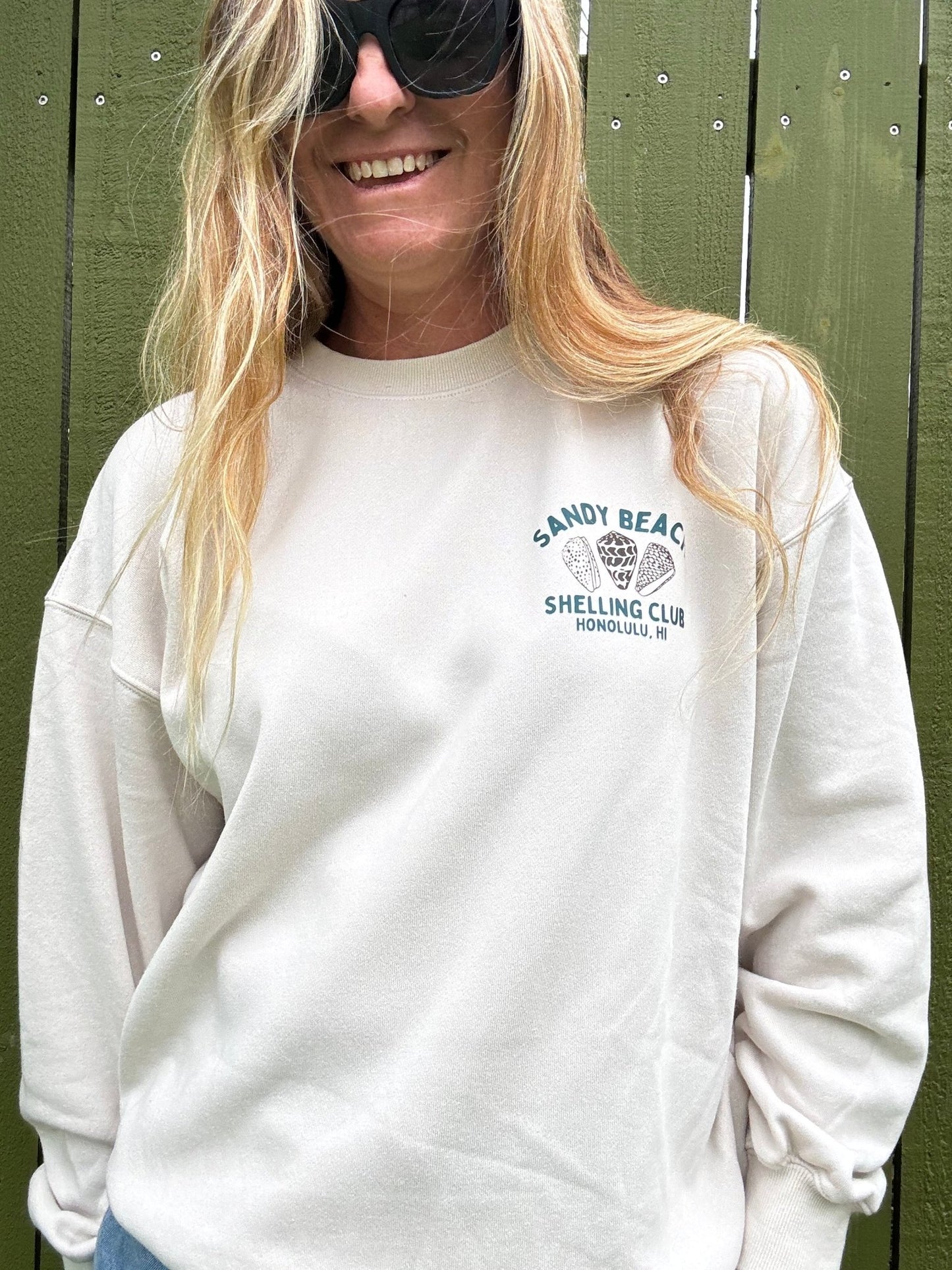 Sandy Beach Shelling Club Crewneck Sweatshirt - Twilly - The Salty BabeFleece Tops