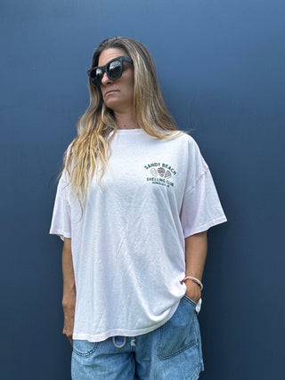 Sandy Beach Shelling Club Oversized Tee - Pink - The Salty BabeGraphic Tee Shirts