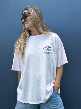 Sandy Beach Shelling Club Oversized Tee - Pink - The Salty BabeGraphic Tee Shirts