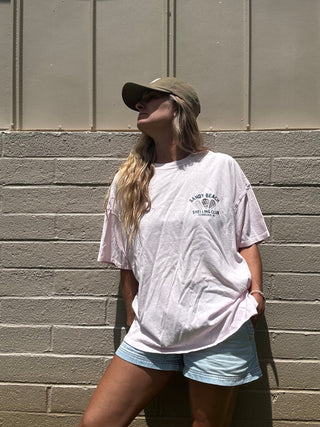 Sandy Beach Shelling Club Oversized Tee - Pink - The Salty BabeGraphic Tee Shirts