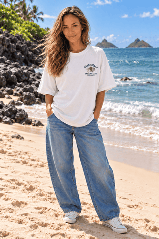 Sandy Beach Shelling Club Oversized Tee-White | The Salty Babe