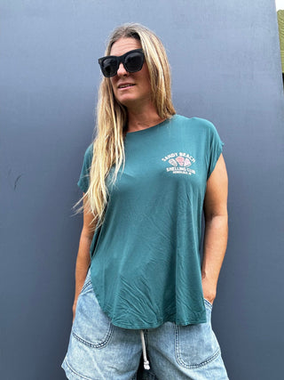 Sandy Beach Shelling Club Relaxed Tee - Dark Teal - The Salty BabeGraphic Tee Shirts