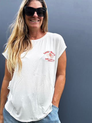 Sandy Beach Shelling Club Relaxed Tee - Off White - The Salty BabeGraphic Tee Shirts