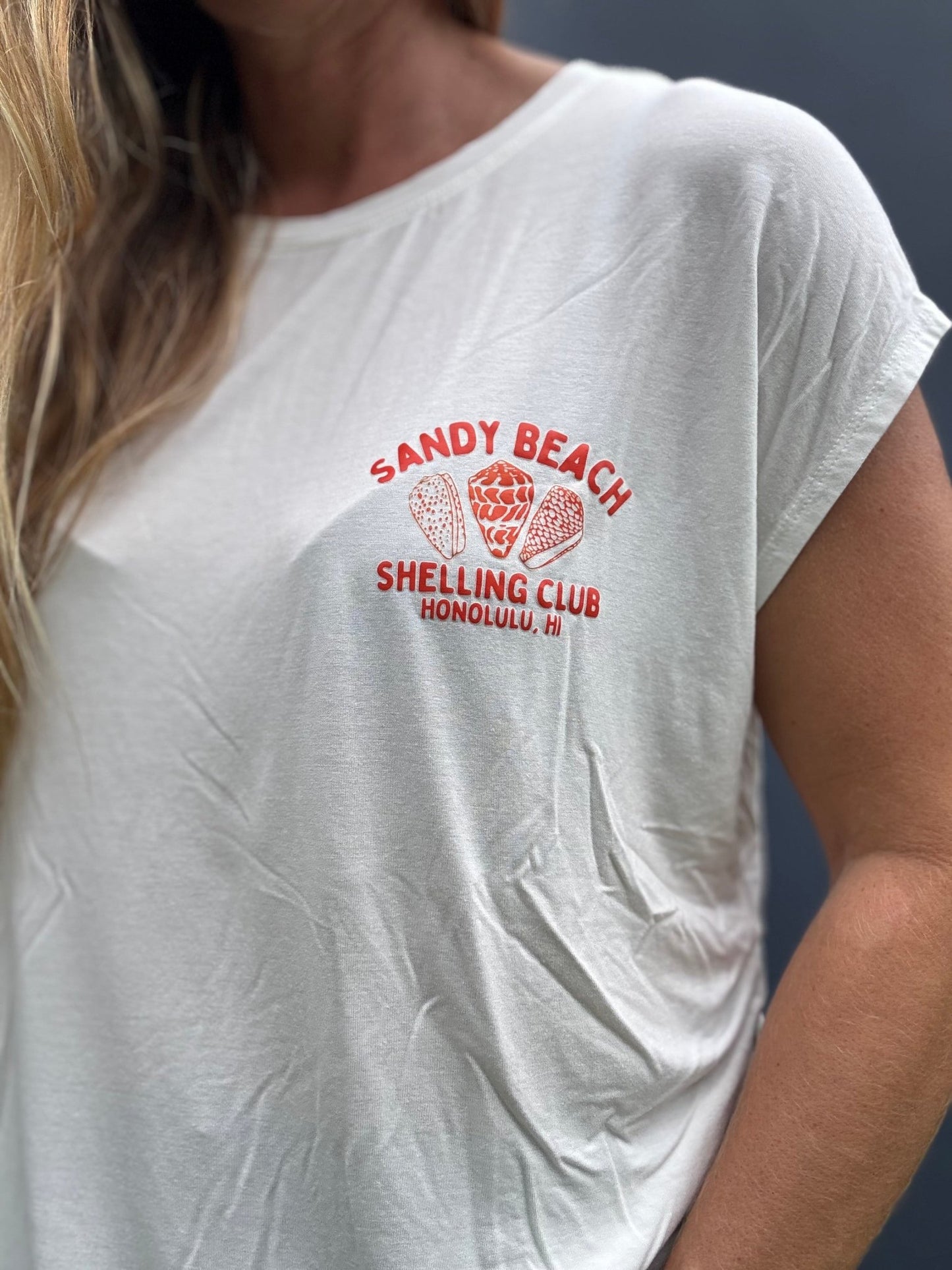 Sandy Beach Shelling Club Relaxed Tee - Off White - The Salty BabeGraphic Tee Shirts