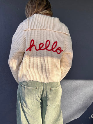 Say 'Hello' Buttoned Long Sleeve Top - The Salty Babe