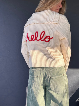 Say 'Hello' Buttoned Long Sleeve Top - The Salty Babe