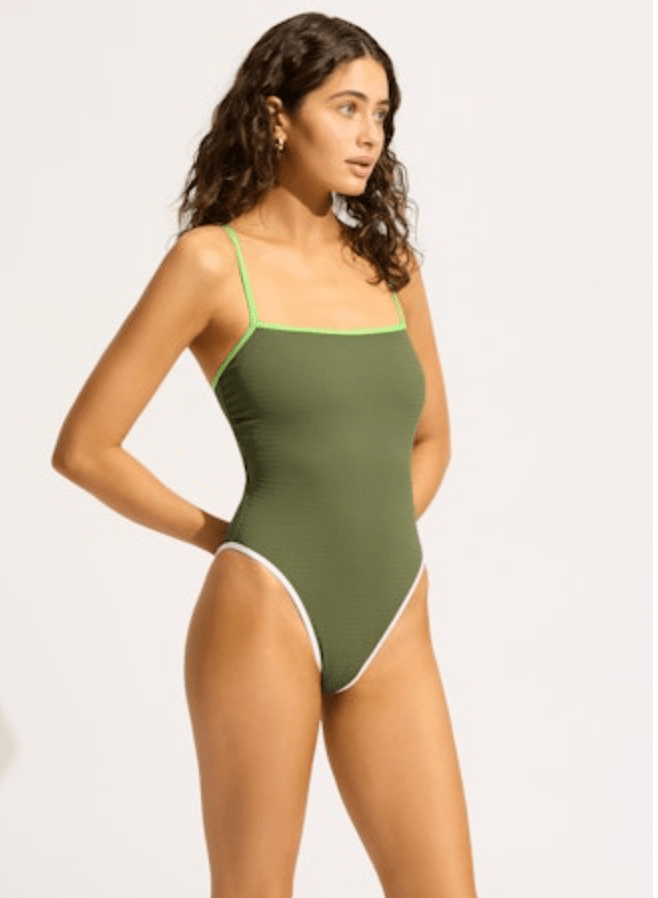 SEAFOLLY Beach Bound Square Neck One Piece - Khaki - The Salty BabeOne Piece Swimsuits
