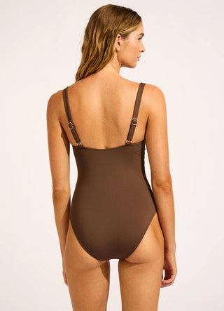 SEAFOLLY Collective Ruched Underwire One Piece Swimsuit - Dark Chocolate - The Salty BabeOne Piece Swimsuits
