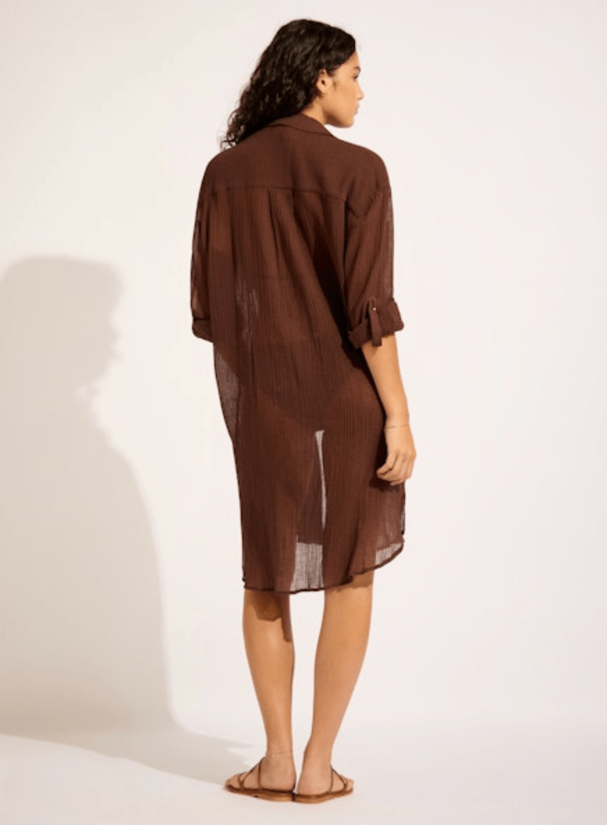 Seafolly Crinkle Twill Beach Shirt Dress