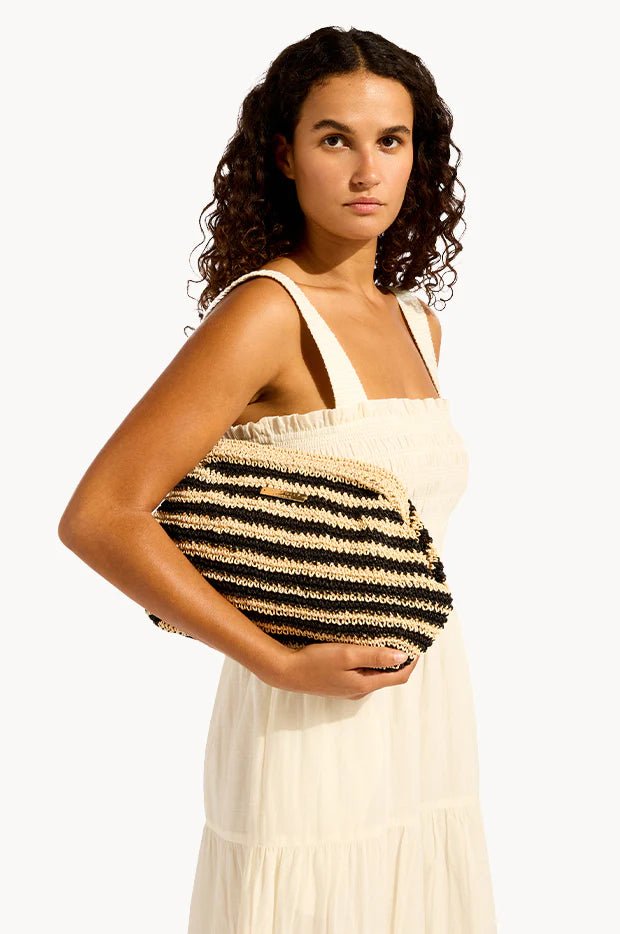 SEAFOLLY Raffia Stripe Pouch Bag - Black/Natural - The Salty BabePouch
