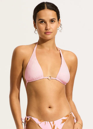 SEAFOLLY Rococo Reversible Longline Slide Triangle Bikini Top - Blossom - The Salty BabeSwim Tops