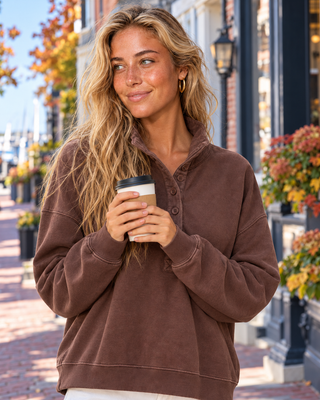 Seaside Button Front Sweatshirt | The Salty Babe