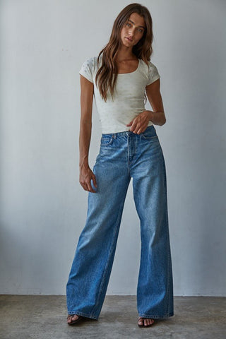 Seaside Eyelet Fitted Tee - The Salty BabeTop
