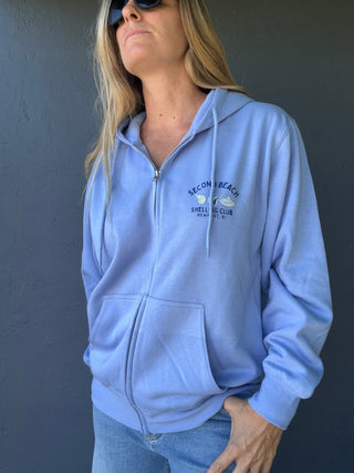 Second Beach Shelling Club Zip Hooded Sweatshirt - The Salty BabeFleece Tops