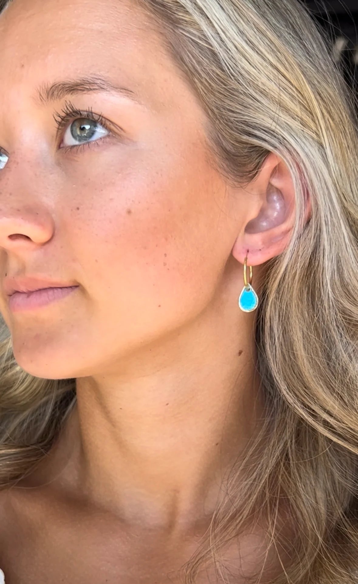 SG Mini Mar Turquesa Teardrop Hoop Earring - The Salty BabeJewelry