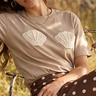 Shell Crochet Tee - Taupe - The Salty BabeTee Shirts