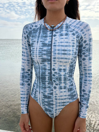 Siren Long Sleeve Surf Suit - Tide Dye Indigo - The Salty BabeOne Piece Swimsuits