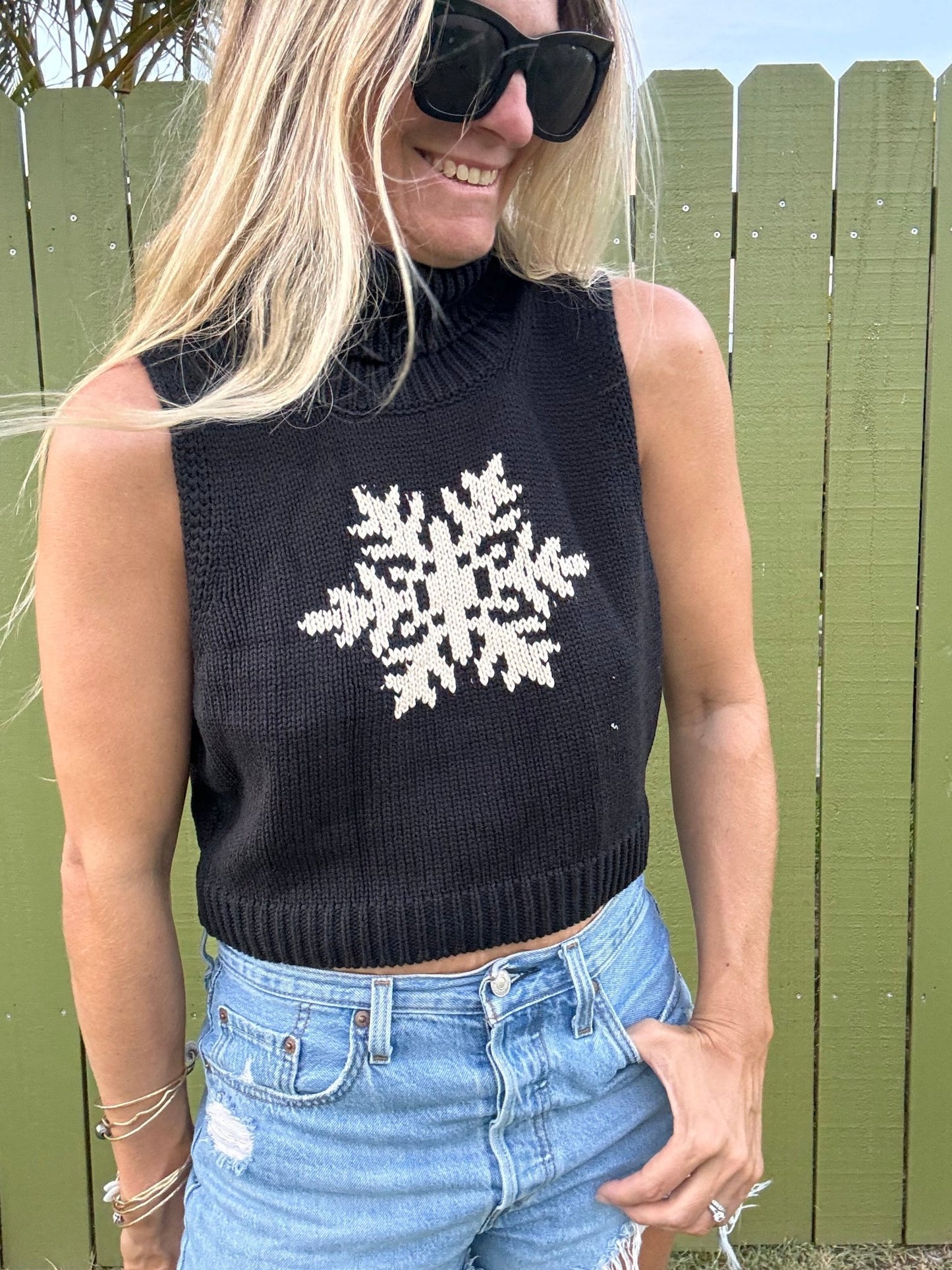 Snowflake knit sweater tank - The Salty BabeTank Tops