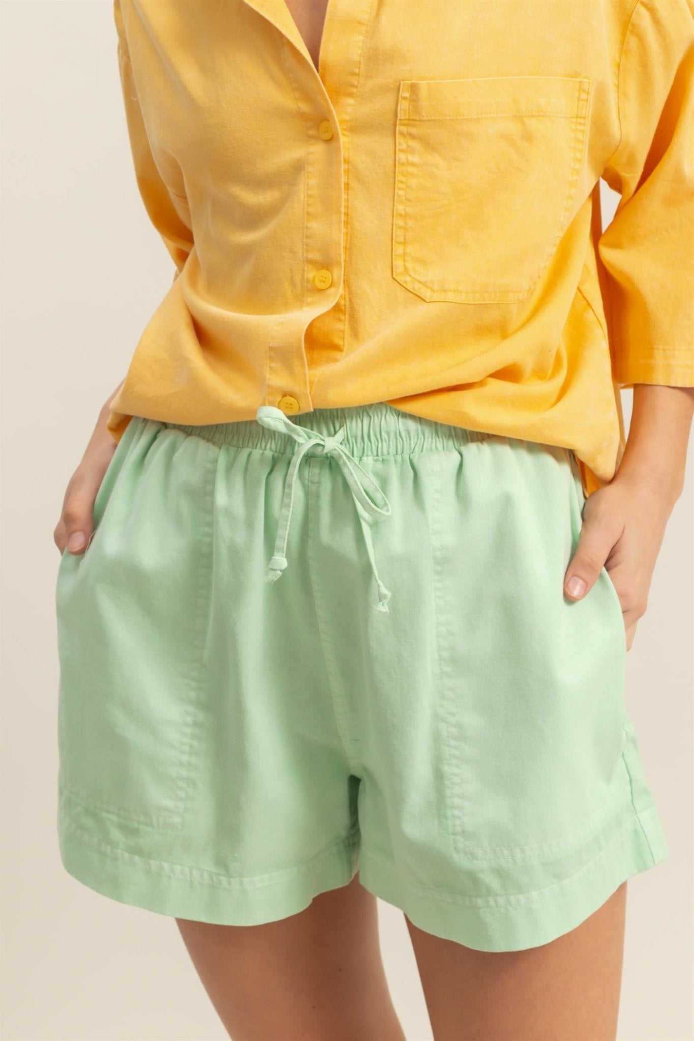 Spearmint Elastic Waist Shorts - The Salty BabeShorts