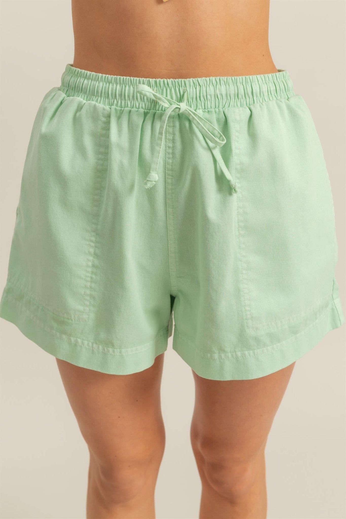 Spearmint Elastic Waist Shorts - The Salty BabeShorts