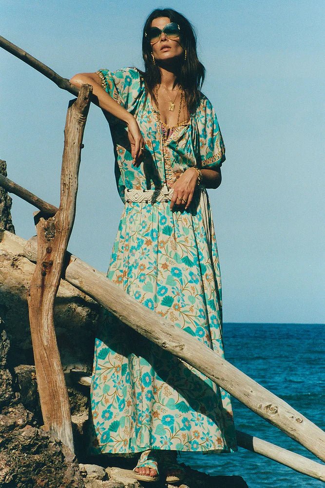 SPELL Goldie Maxi Skirt - Lagoon - The Salty BabeSkirts