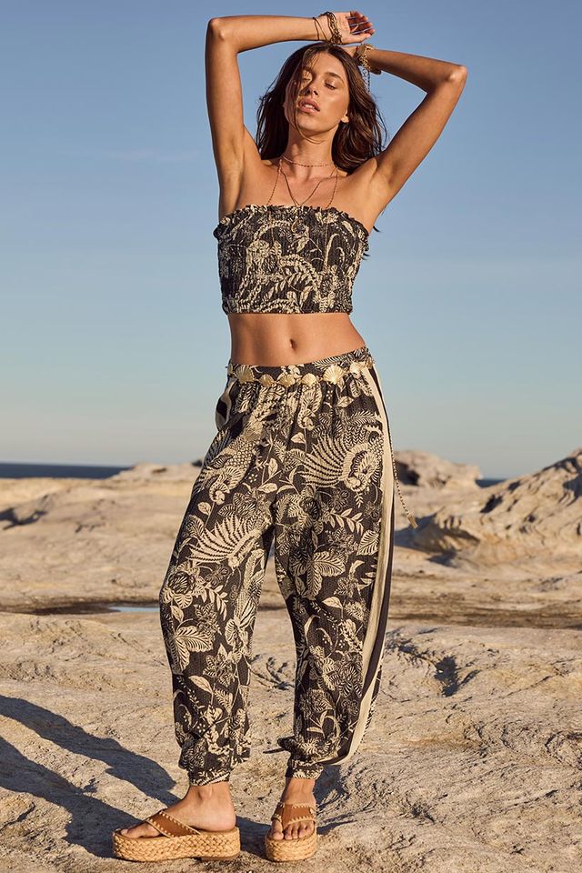 SPELL Volcano Goddess Harem Pant - Liquorice - The Salty BabePants