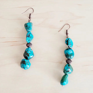 Stacked Turquoise and Copper Earrings - The Salty BabeJewelry