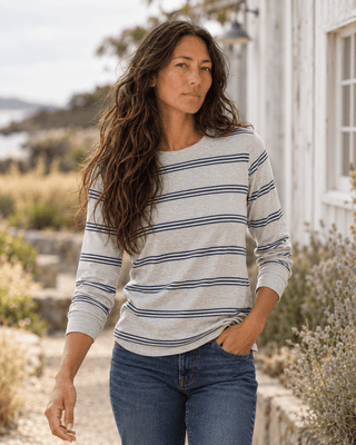 Stacy Top - Grey Multi Stripe | The Salty Babe