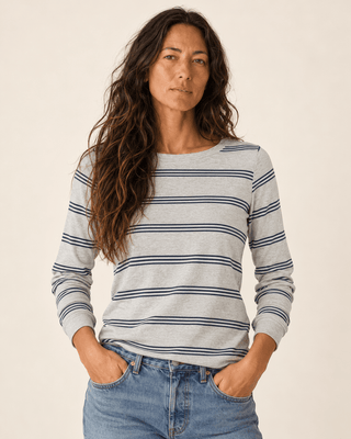 Stacy Top - Grey Multi Stripe | The Salty Babe