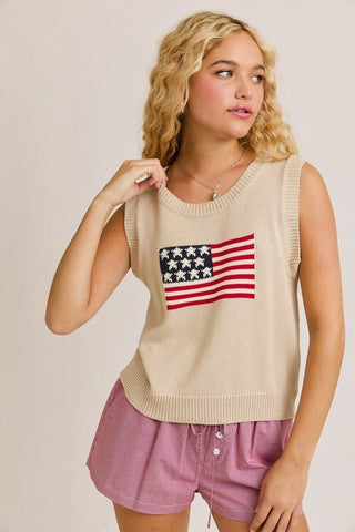 Stars & Stripes Sleeveless Sweater - The Salty BabeTop