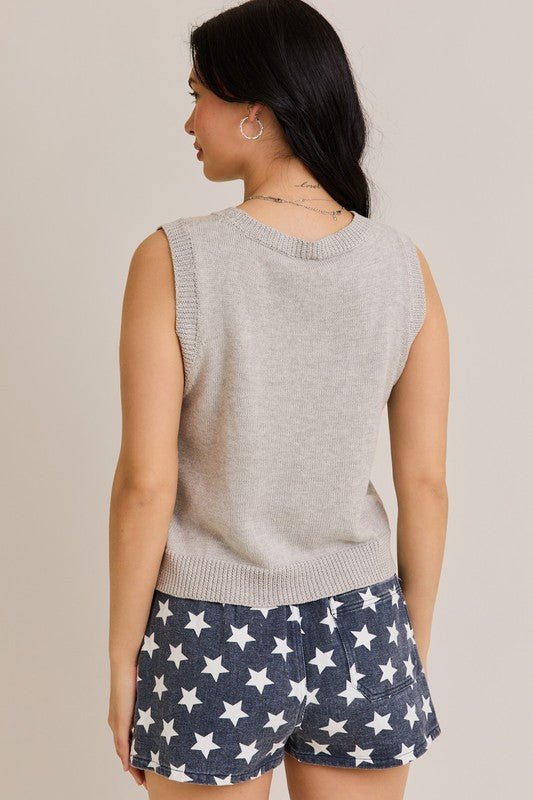 Stars & Stripes Sleeveless Sweater - The Salty BabeTop
