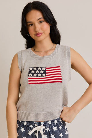 Stars & Stripes Sleeveless Sweater - The Salty BabeTop